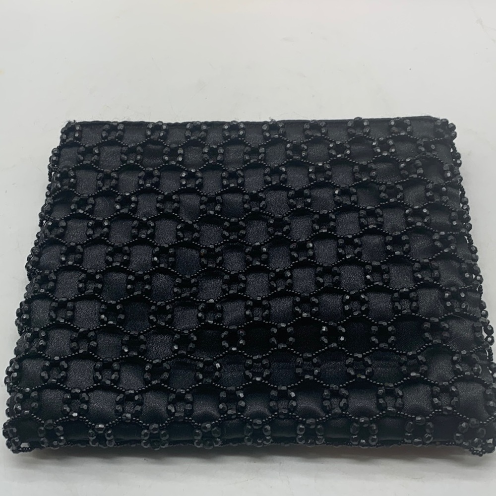 Black Beaded pouch small evening bag. SM1707